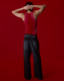 Scrawl Ribbed Tank Top — Red