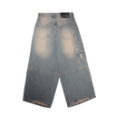 Scars Baggy Washed Denim Pants — Blue